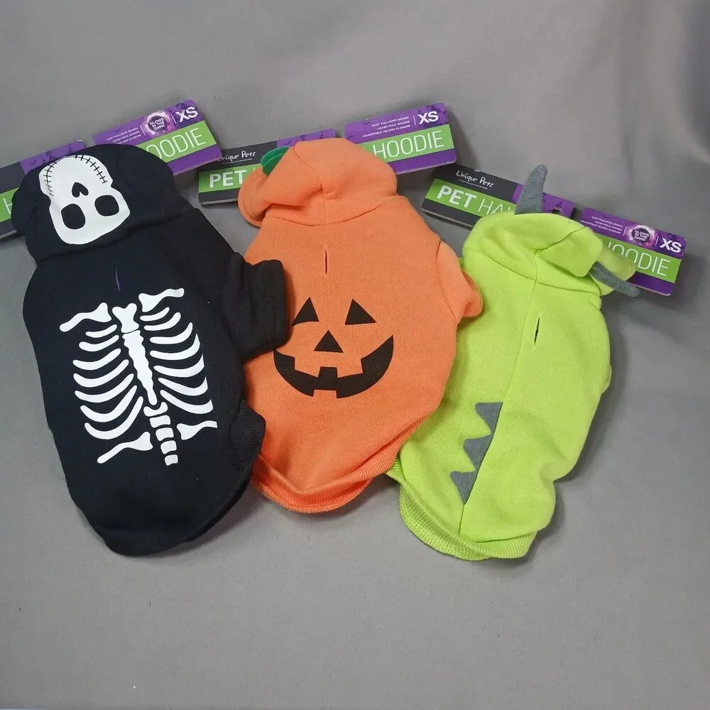 3 Unique Petz Halloween Hoodie X-SMALL Glow in the Dark NEW with Tags